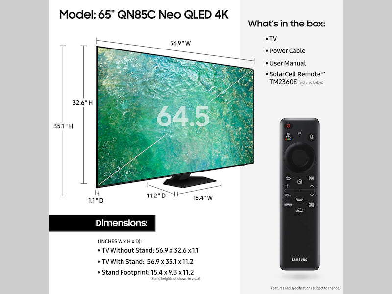 Téléviseur intelligent Samsung Neo QLED 4K de classe QN85C de 65 pouces l QN65QN85C