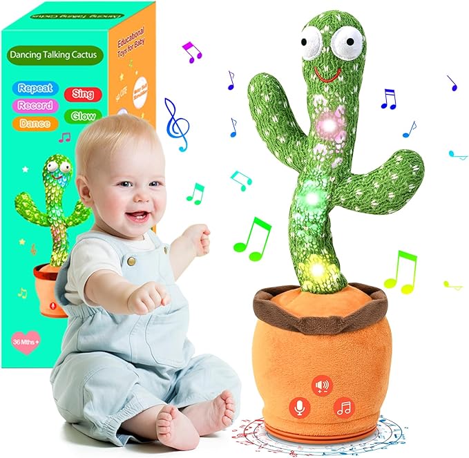 Cactus parlant et dansant pour bébé, cadeau pour garçon et fille, jouet imitant le cactus chantant 