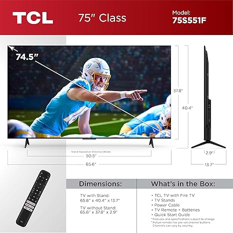 TCL 75-Inch Class S5 UHD 4K LED Smart TV with Fire TV
