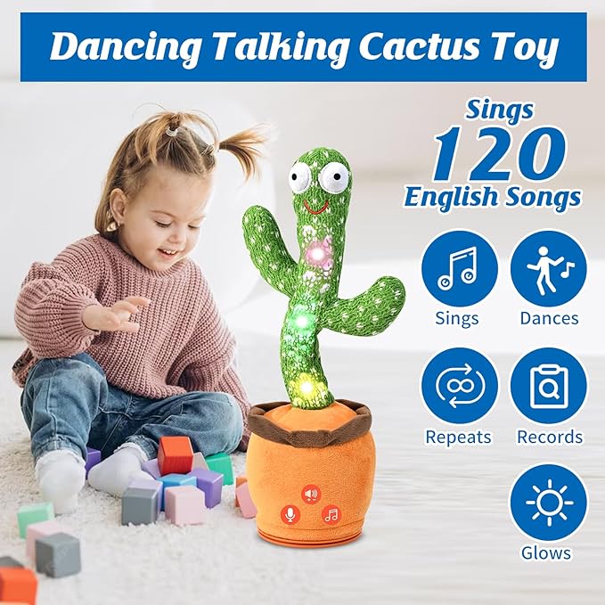 Cactus parlant et dansant pour bébé, cadeau pour garçon et fille, jouet imitant le cactus chantant 